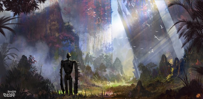 Robot from Castle in the Sky in a jungle