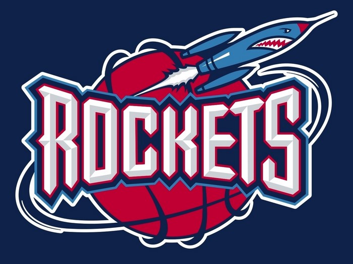 Houston Rockets logo with basketball and rocket