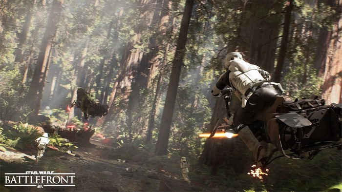 Star Wars Battlefront Speeder Bike Scout Troopers in Forest