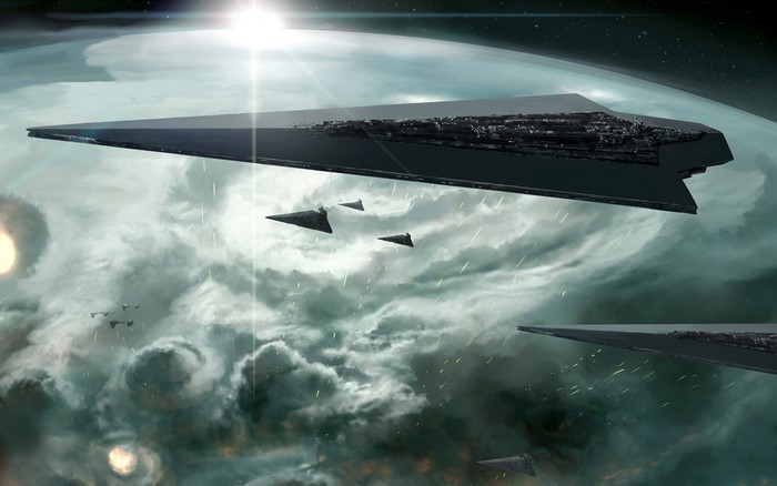 Star Wars Imperial Star Destroyers in space
