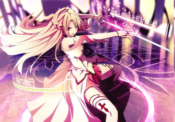 Asuna Yuuki from Sword Art Online fighting