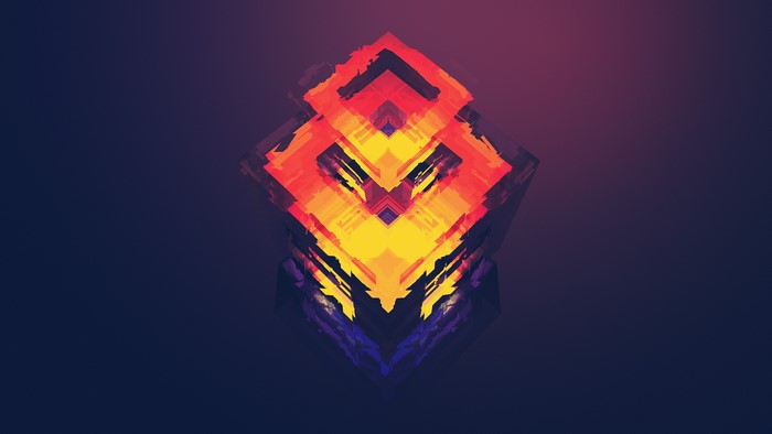 Abstract geometric shapes with glowing orange and yellow colors