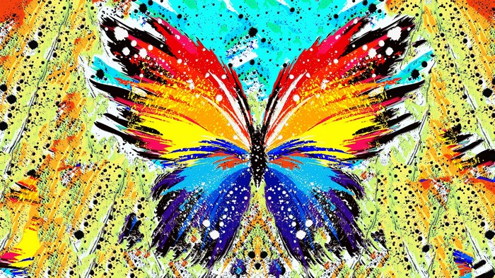 Abstract paint splatter butterfly