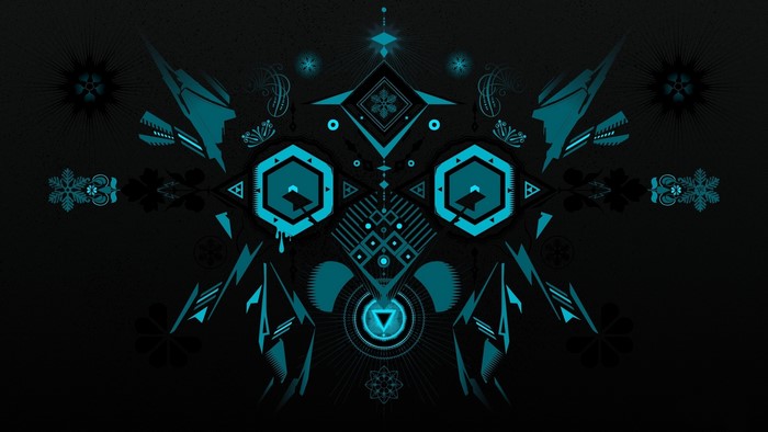 Abstract geometric symmetry with teal and black elements