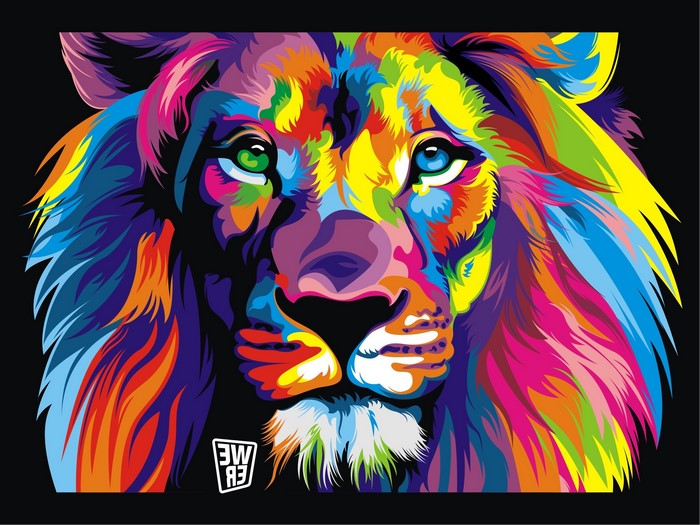 Vibrant Colorful Artistic Lion Portrait