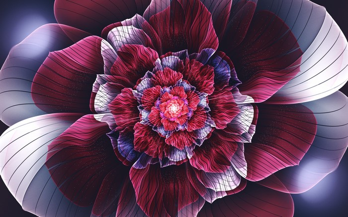 Fractal abstract flower with pink and purple petals