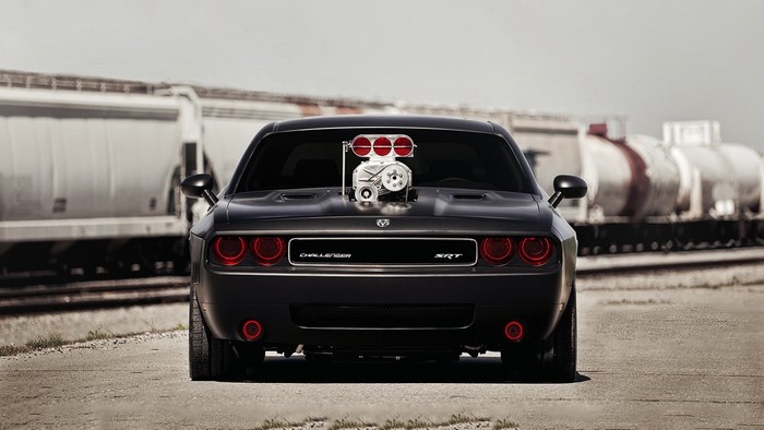 Black Dodge Challenger SRT with Supercharger
