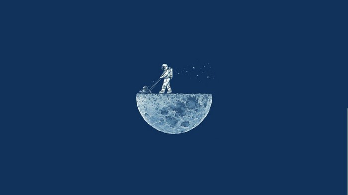 Astronaut mowing the moon