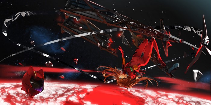 Asuka Langley Soryu from Neon Genesis Evangelion in space