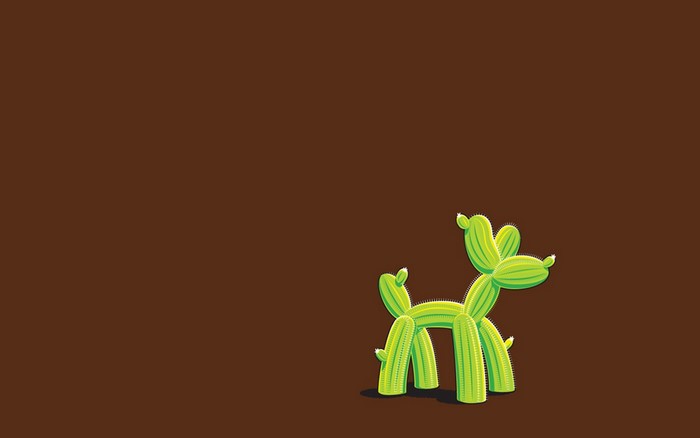 Cactus balloon dog on brown background