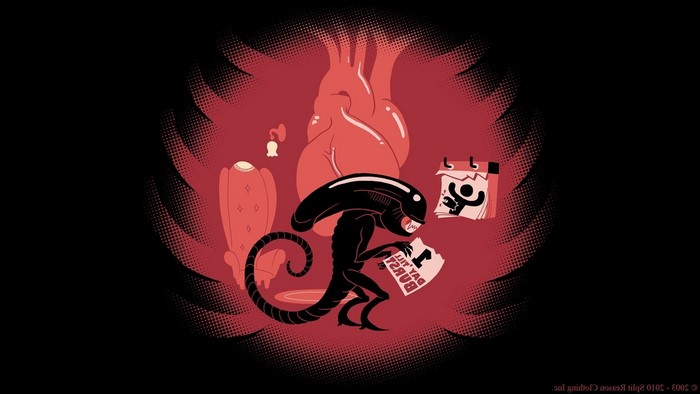 Xenomorph from Alien holding a '1 Day Till Burst' sign