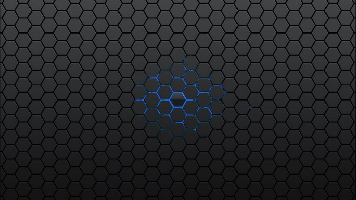 Dark Hexagonal Pattern with Blue Glow