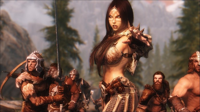 The Elder Scrolls V: Skyrim army with female warrior
