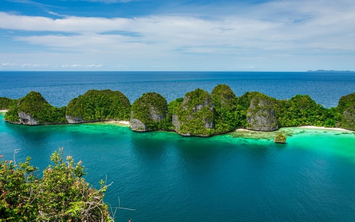 Tropical islands with turquoise water and limestone rocks