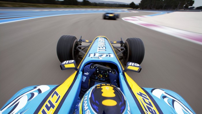 Fernando Alonso driving a Renault F1 car