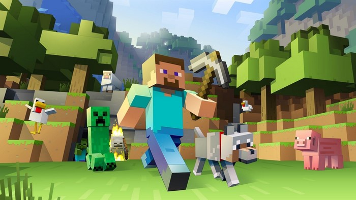 Steve and friends in Minecraft