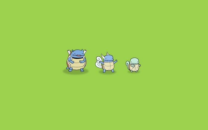 Squirtle, Wartortle, and Blastoise from Pokemon