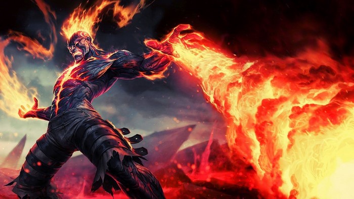 Brand from League of Legends unleashing fire