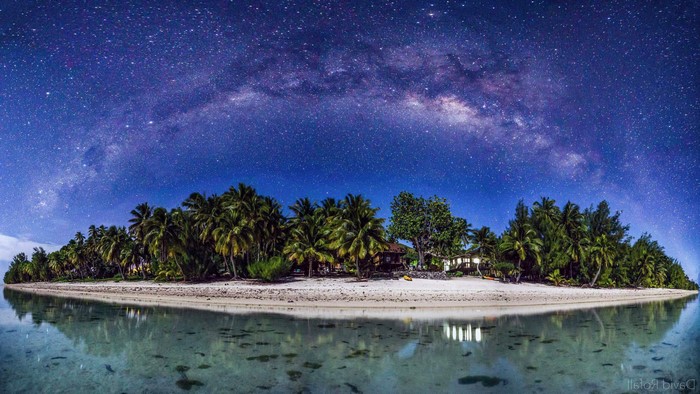 Milky Way over Aitutaki Island Beach