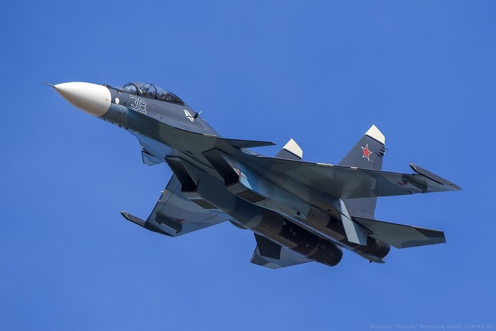 Sukhoi Su-30 fighter jet in flight