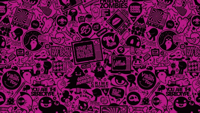Monochrome Artwork with Typography and Television Sets