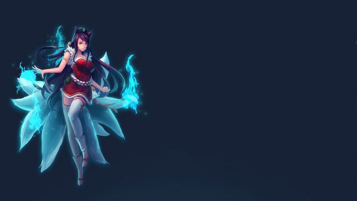 Ahri from League of Legends with blue orbs