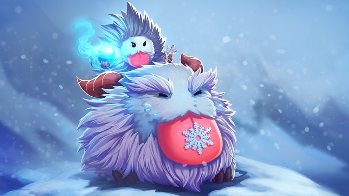 Poro from League of Legends in snow
