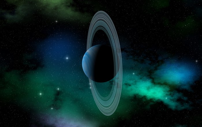 Planet Uranus with rings in space