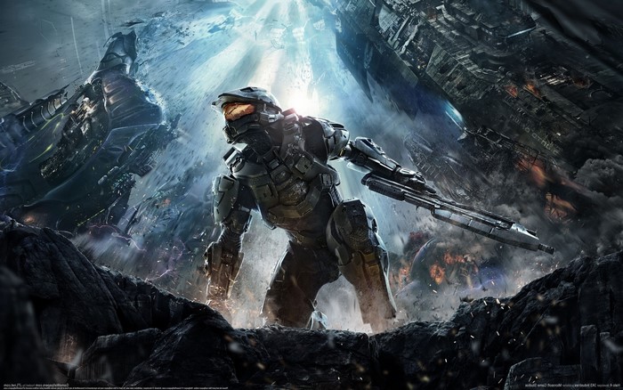 Master Chief from Halo 4 in battle