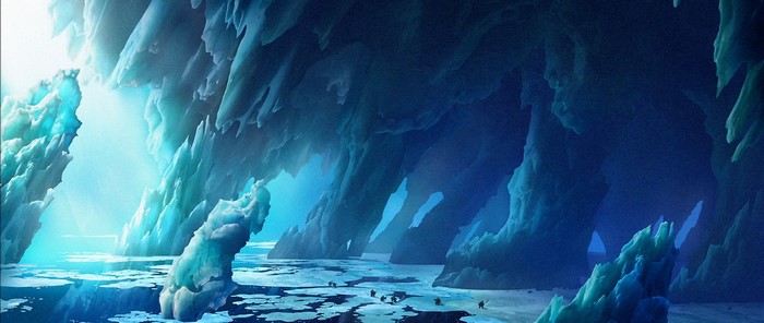 Concept art of an icy landscape from How to Train Your Dragon 2
