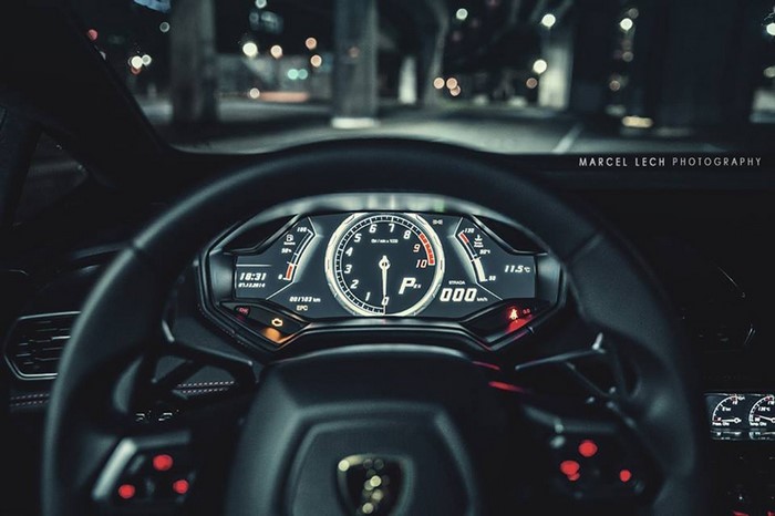 Lamborghini dashboard at night
