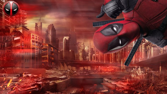 Deadpool in Apocalyptic Cityscape