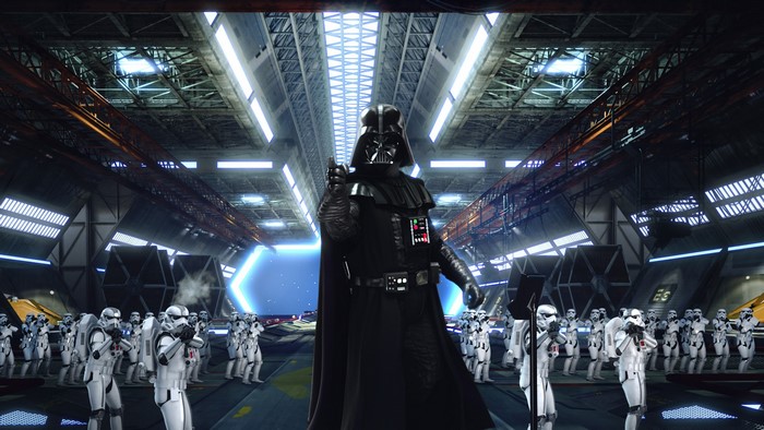 Darth Vader and Stormtroopers in a Hangar