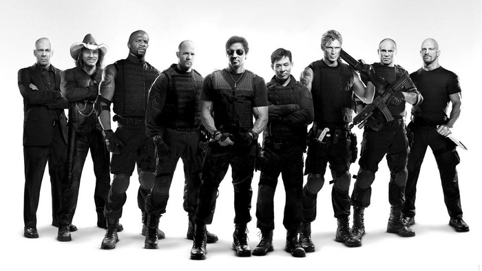 The Expendables cast: Sylvester Stallone, Bruce Willis, Jason Statham