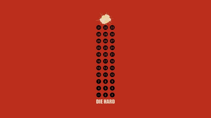 Die Hard minimalist movie poster with elevator numbers