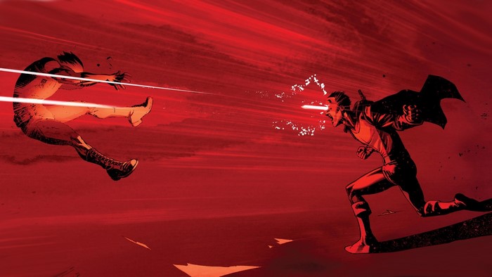 Cyclops from X-Men firing optic blasts