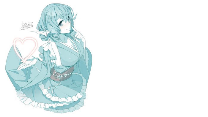 Wakasagihime from Touhou holding a heart