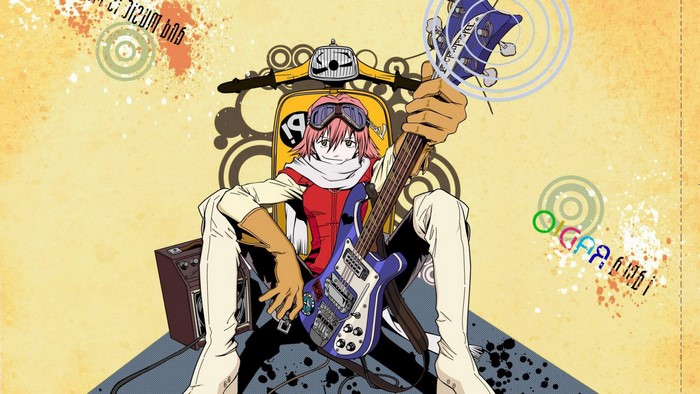 Haruko Haruhara from FLCL with a Bass Guitar