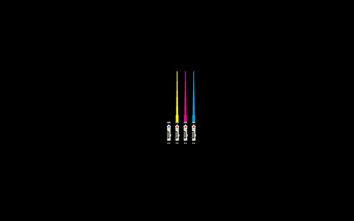 CMYK lightsabers from Star Wars