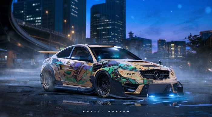 Customized Mercedes-Benz C-Class Coupe with Graffiti Art