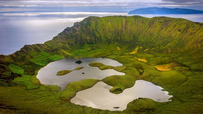 Crater lake on Flores Island, Azores, Portugal