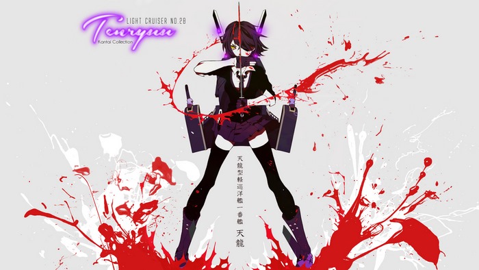 Tenryuu from Kantai Collection with blood splatters