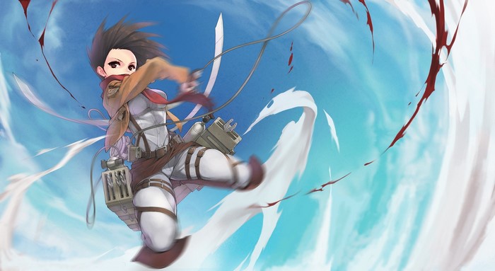 Mikasa Ackerman from Attack on Titan in action