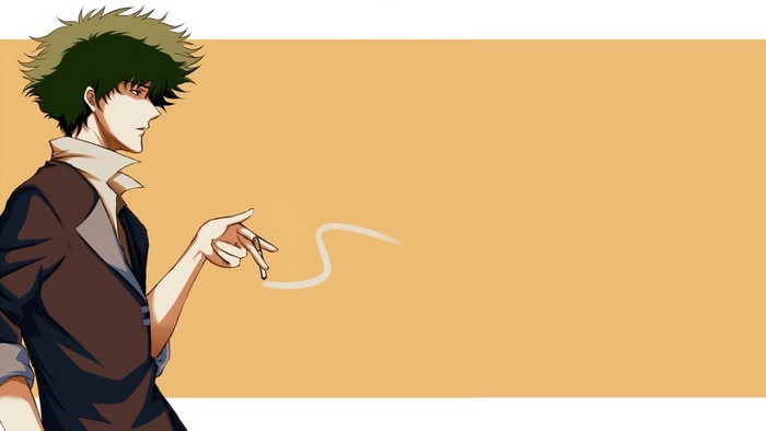 Spike Spiegel from Cowboy Bebop smoking