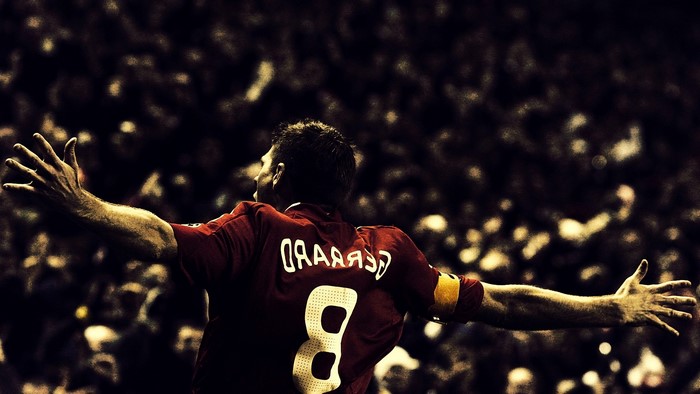 Steven Gerrard of Liverpool FC celebrating