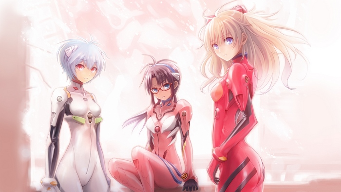 Rei Ayanami, Asuka Langley Soryu, and Mari Makinami Illustriousius from Neon Genesis Evangelion