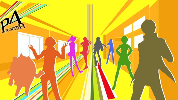 Persona 4 characters in a hallway