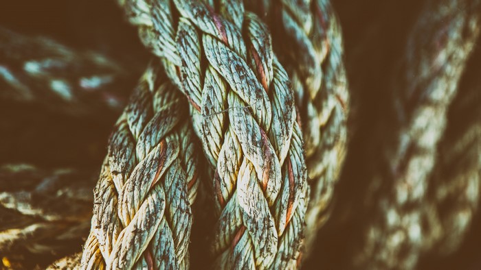 Close-up photography of a tangled rope texture