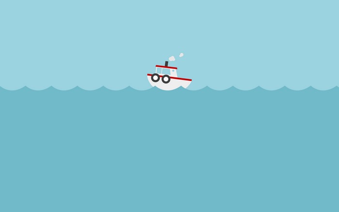 Minimalist digital art of a simple boat on the water