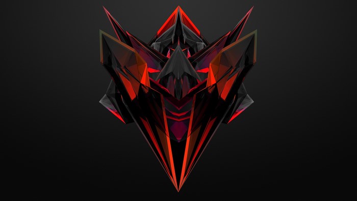 Abstract geometric crystal with red and black colors